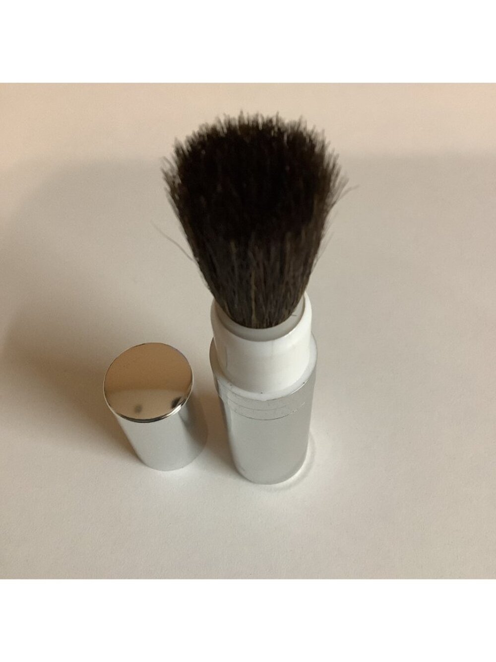 Vintage Mary Kay Silver Retractable Compact Cheek Blush Brush ~ No Box